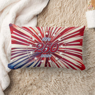 America’s 250th Birthday 1776-2026 RWB Fireworks Lumbar Pillow
