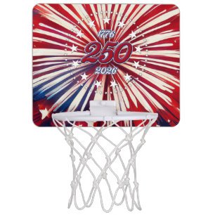 America’s 250th Birthday 1776-2026 RWB Fireworks Mini Basketball Hoop