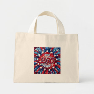 America’s 250th Birthday 1776-2026 RWB Fireworks Mini Tote Bag