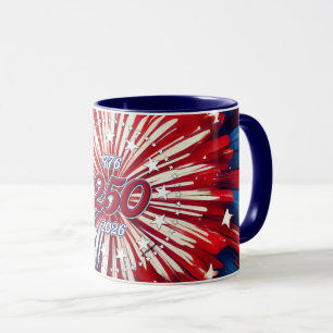 America’s 250th Birthday 1776-2026 RWB Fireworks Mug