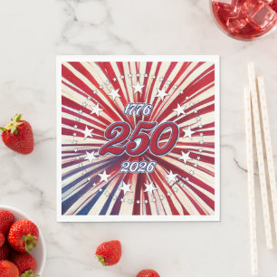America’s 250th Birthday 1776-2026 RWB Fireworks Napkins