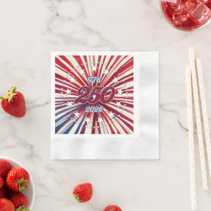 America’s 250th Birthday 1776-2026 RWB Fireworks Napkins