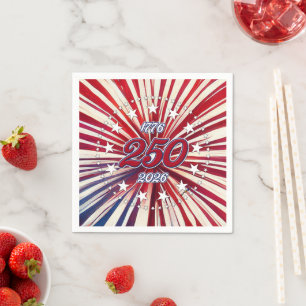 America’s 250th Birthday 1776-2026 RWB Fireworks Napkins