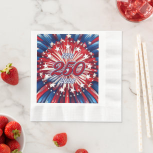 America’s 250th Birthday 1776-2026 RWB Fireworks Napkins
