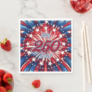 America’s 250th Birthday 1776-2026 RWB Fireworks Napkins