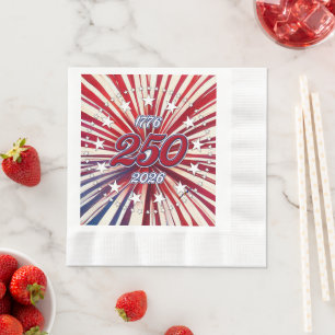 America’s 250th Birthday 1776-2026 RWB Fireworks Napkins