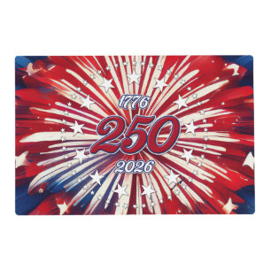 America’s 250th Birthday 1776-2026 RWB Fireworks Placemat