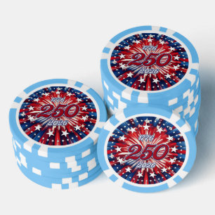 America’s 250th Birthday 1776-2026 RWB Fireworks Poker Chips