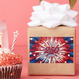 America’s 250th Birthday 1776-2026 RWB Fireworks Rectangular Sticker