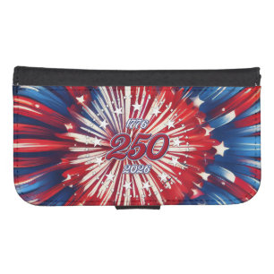 America’s 250th Birthday 1776-2026 RWB Fireworks Galaxy S4 Wallet Case