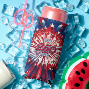 America’s 250th Birthday 1776-2026 RWB Fireworks Seltzer Can Cooler