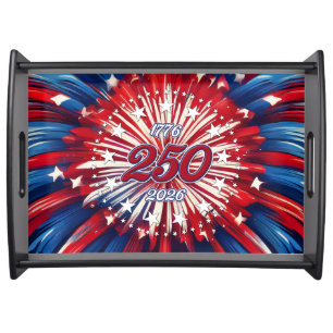 America’s 250th Birthday 1776-2026 RWB Fireworks Serving Tray