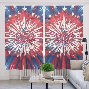America’s 250th Birthday 1776-2026 RWB Fireworks Sheer Curtains