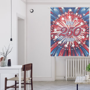 America’s 250th Birthday 1776-2026 RWB Fireworks Sheer Curtains