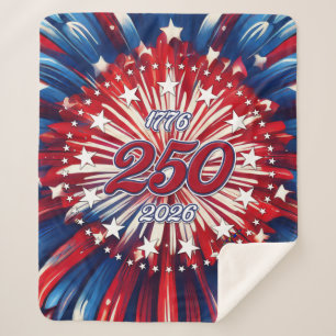 America’s 250th Birthday 1776-2026 RWB Fireworks Sherpa Blanket