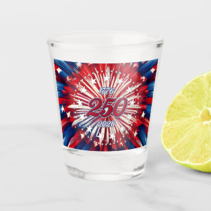 America’s 250th Birthday 1776-2026 RWB Fireworks Shot Glass
