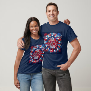 America’s 250th Birthday 1776-2026 RWB Fireworks T-Shirt