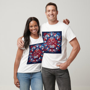 America’s 250th Birthday 1776-2026 RWB Fireworks T-Shirt