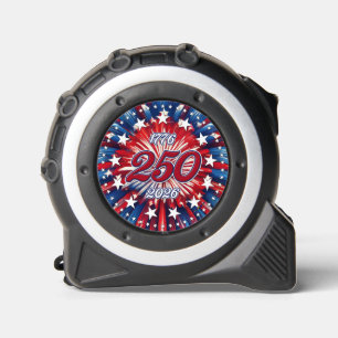 America’s 250th Birthday 1776-2026 RWB Fireworks Tape Measure