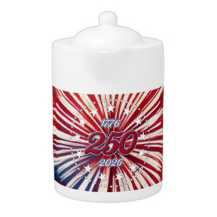 America’s 250th Birthday 1776-2026 RWB Fireworks Teapot