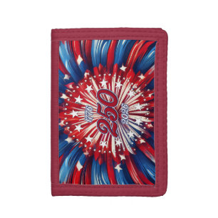 America’s 250th Birthday 1776-2026 RWB Fireworks Trifold Wallet