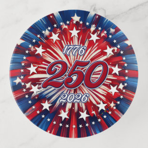 America’s 250th Birthday 1776-2026 RWB Fireworks Trinket Tray