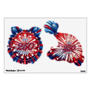 America’s 250th Birthday 1776-2026 RWB Fireworks Wall Decal