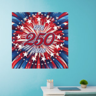 America’s 250th Birthday 1776-2026 RWB Fireworks Wall Decal