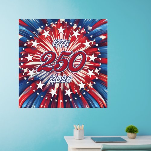 America’s 250th Birthday 1776-2026 RWB Fireworks Wall Decal