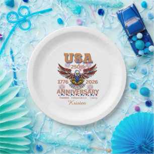 America’s 250th Birthday bald eagle july 4th Paper Plates