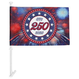 America’s 250th Birthday Graphic Fireworks Burst R Car Flag