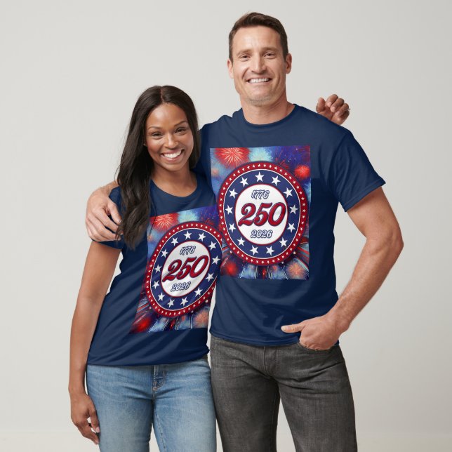 America’s 250th Birthday Graphic Fireworks Burst R T-Shirt (Unisex)