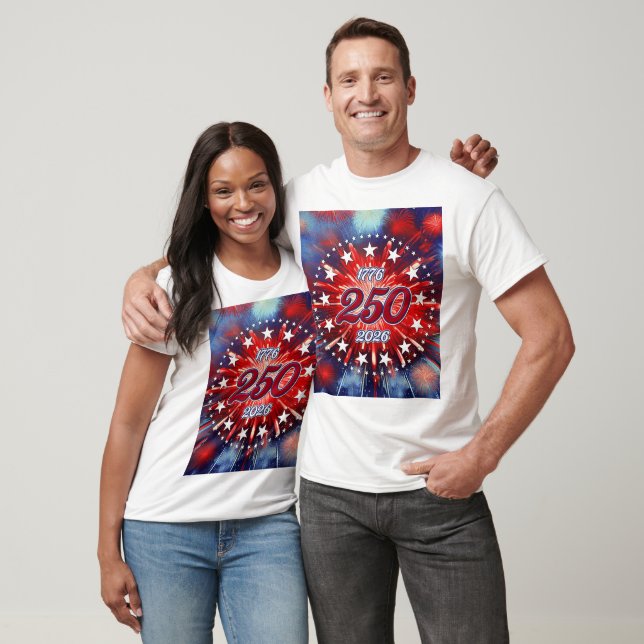 America’s 250th Birthday Graphic Fireworks Burst T-Shirt (Unisex)