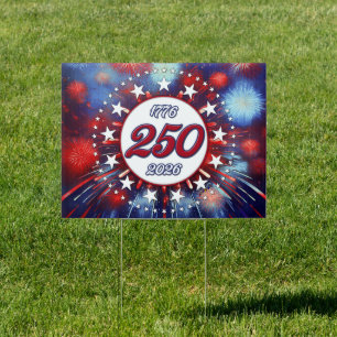 America’s 250th Birthday Graphic Fireworks Burst W Sign