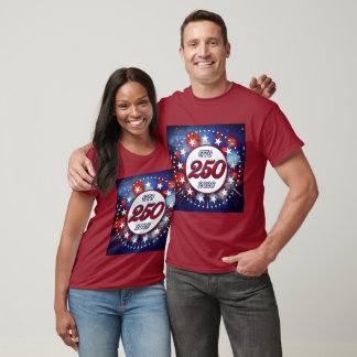 America’s 250th Birthday Graphic Fireworks Burst W T-Shirt