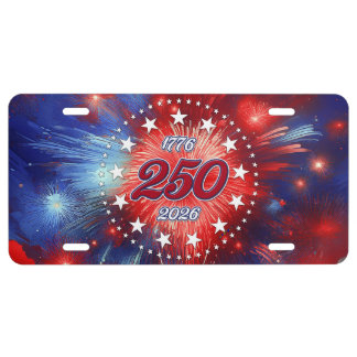 America’s 250th Birthday Graphic Fireworks Clouds License Plate