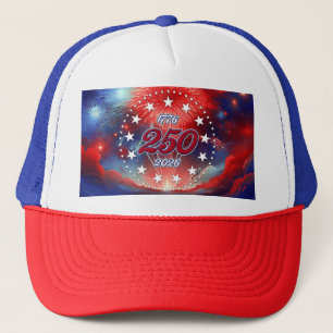 America’s 250th Birthday Graphic Fireworks Clouds Trucker Hat