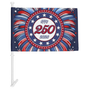 America’s 250th Birthday Graphic Fireworks Pop RWB Car Flag