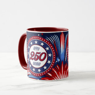 America’s 250th Birthday Graphic Fireworks Pop RWB Mug
