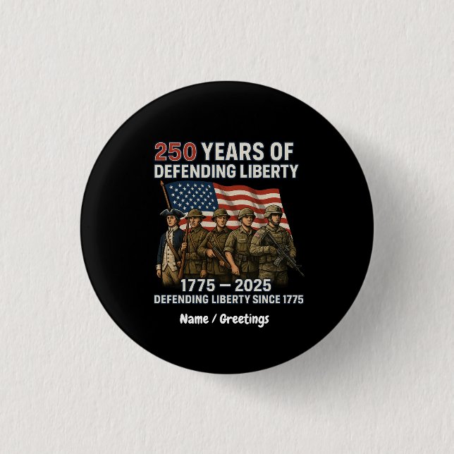America’s 250th Birthday US Flag Military Parade  Button (Front)