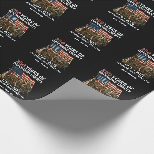 America’s 250th Birthday US Flag Military Parade  Wrapping Paper (Corner)