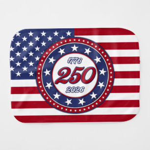 America’s 250th Birthday With USA Flag Baby Burp Cloth