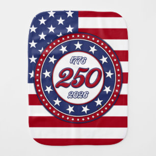 America’s 250th Birthday With USA Flag Baby Burp Cloth