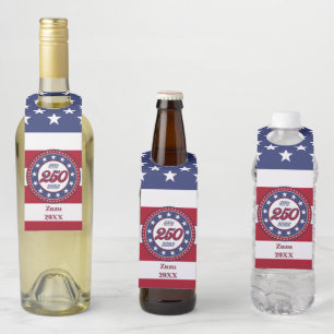 America’s 250th Birthday With USA Flag Bottle Hanger Tag