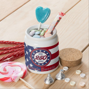 America’s 250th Birthday With USA Flag Candy Jar