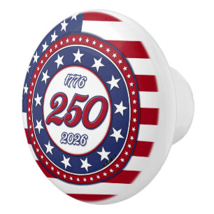 America’s 250th Birthday With USA Flag Ceramic Knob