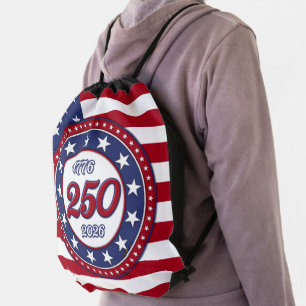 America’s 250th Birthday With USA Flag Drawstring Bag