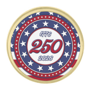 America’s 250th Birthday With USA Flag Gold Finish Lapel Pin