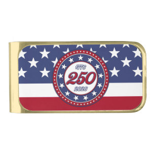 America’s 250th Birthday With USA Flag Gold Finish Money Clip
