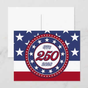 America’s 250th Birthday With USA Flag Invitation Postcard